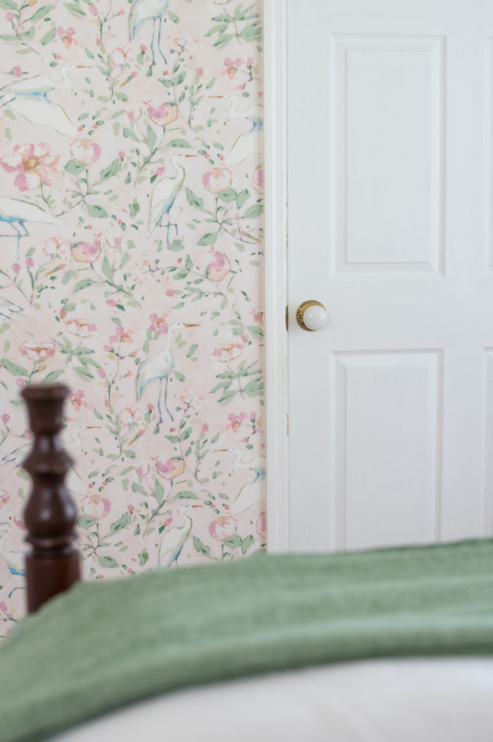 Egrets for Hadley in Blush Wallpaper