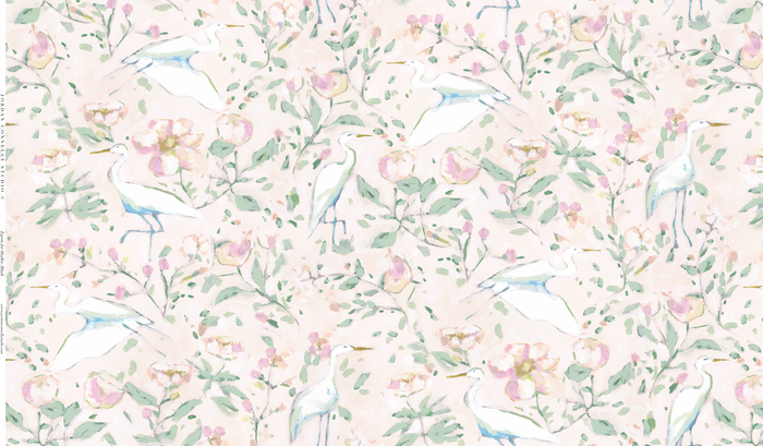 Egrets for Hadley in Blush Wallpaper