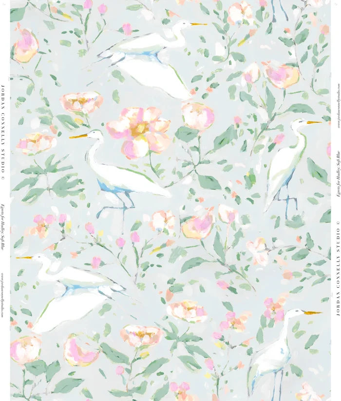 Egrets for Hadley in Soft Blue Wallpaper