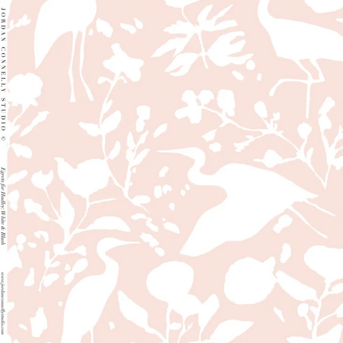 Egrets for Hadley in White and Blush Wallpaper