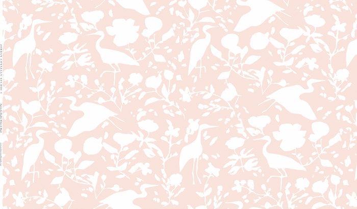 Egrets for Hadley in White and Blush Wallpaper