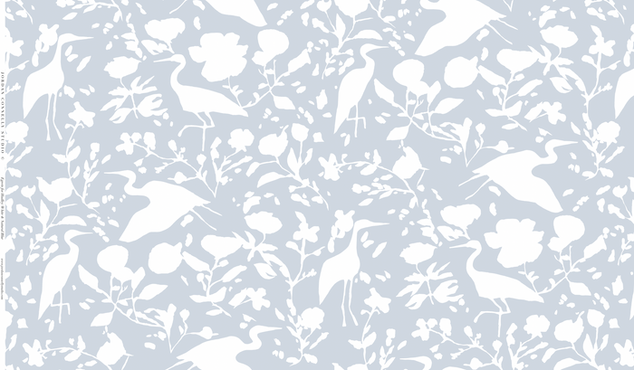 Egrets for Hadley in White and Natural Blue Wallpaper