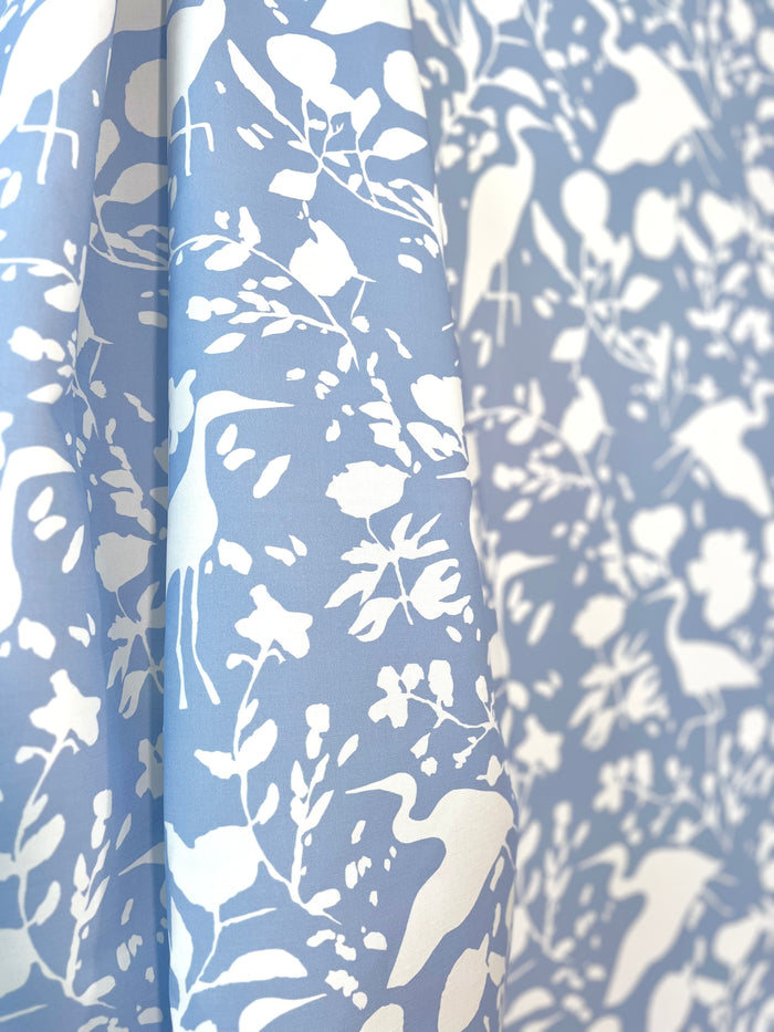 Egrets for Hadley in White & Cornflower Wallpaper