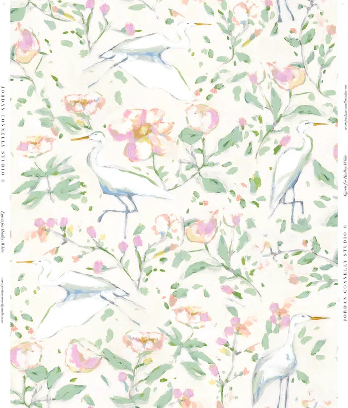 Egrets for Hadley in White Wallpaper