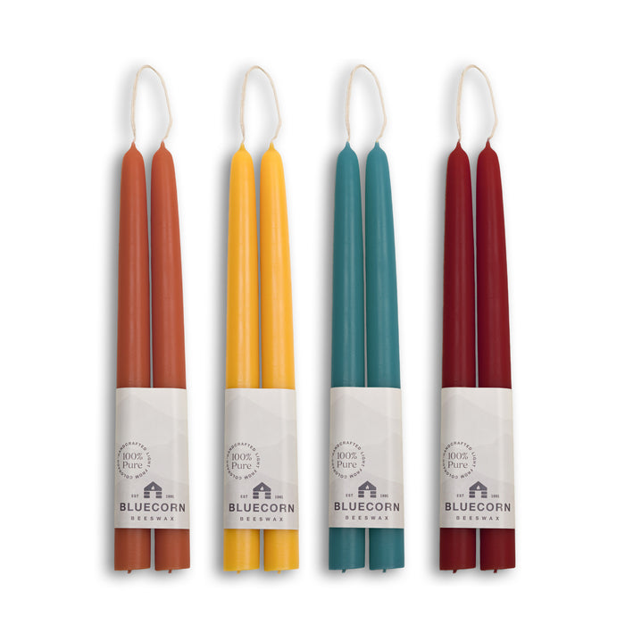 beeswax taper candle bundle - Raw, Terracotta, Teal and Burgundy