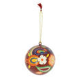 Fiona Walker - Christmas Decoration - Dark Red Paisley Paper Mache Bauble - Mabel & Fox