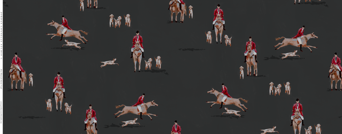 Fox Hunt for Kent in Coal- Fabric