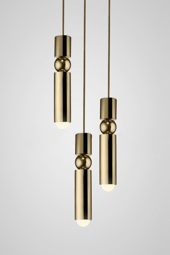 3heads : Dia 20cm x H 150cm / ∅ 7.9″ x H 59″ / Gold