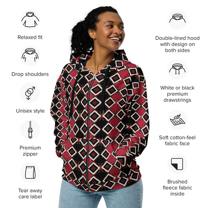 Garabato Pathways Zip Hoodie | Afrocentric & Queer Art