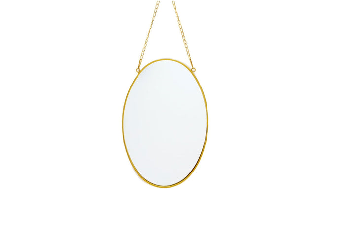 Gold Hanging Oval Mirror