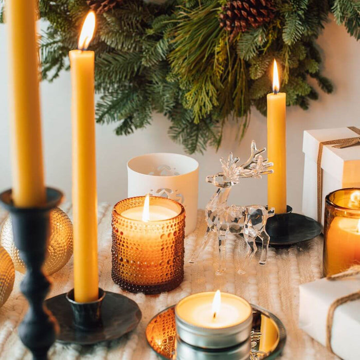 handmade beeswax taper candles from bluecorn for christmas gifting