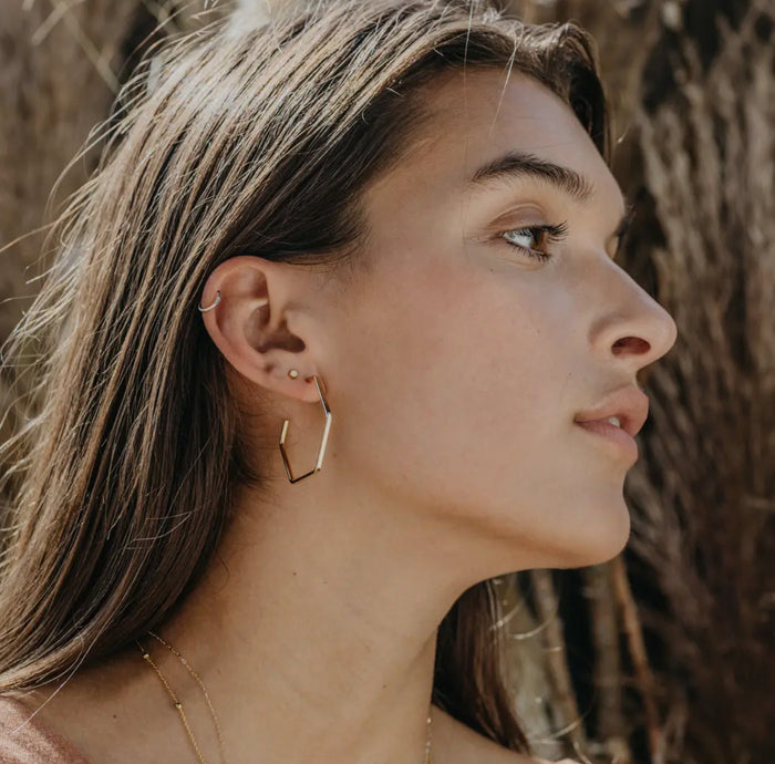Hexagon Hoop Earrings