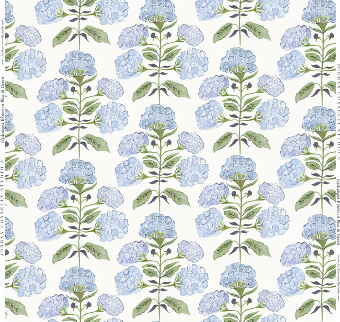 Hydrangea Bloom in Blue & Green- Fabric