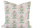 Hydrangea Bloom in Blush on Blue Custom Pillow