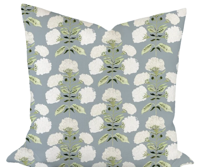 Hydrangea Bloom in Garden on Slate Custom Pillow