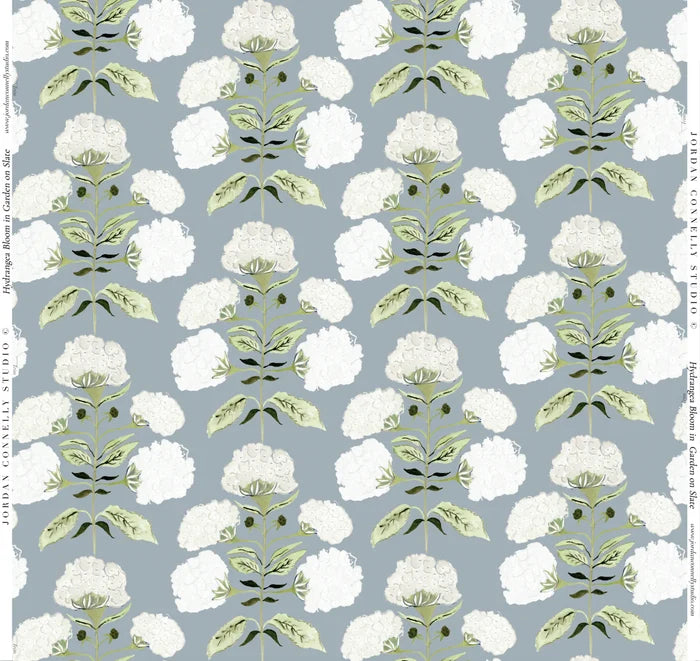 Hydrangea Bloom in Garden on Slate Wallpaper