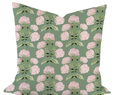 Hydrangea Bloom in Pink on Green Custom Pillow