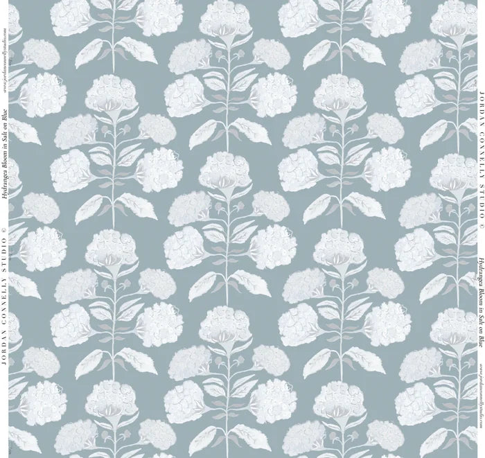 Hydrangea Bloom in Salt on Blue Wallpaper