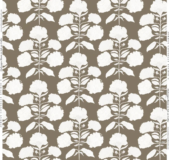 Hydrangea Bloom in Salt on Coffee- Fabric