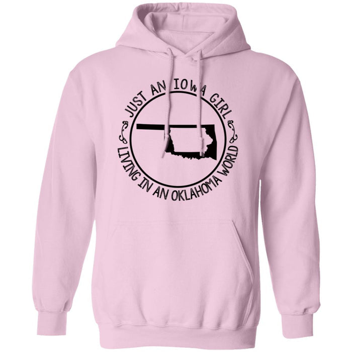 Just An Iowa Girl Living In An Oklahoma World Hoodie - Hoodie Teezalo