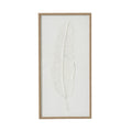 Large Quill White Feather Art Mounted In Beaded Frame