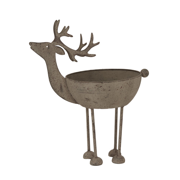 Large Rustic Metal Reindeer Bowl