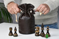 Leatherette Drawstring Storage Pouch for Chess Pieces