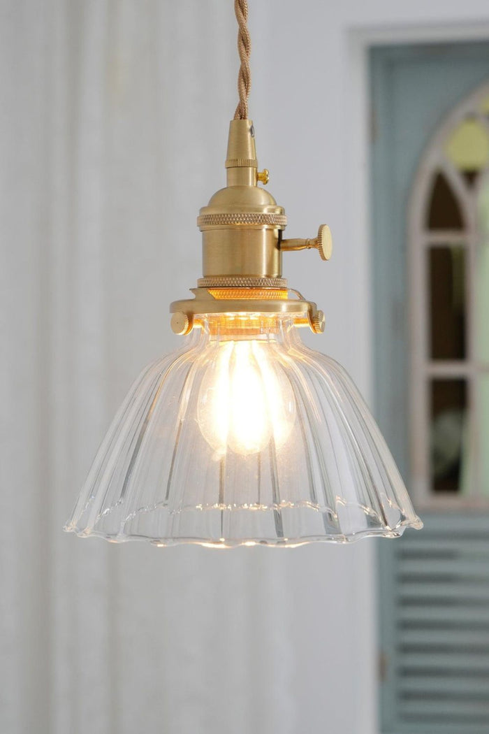 Ledbury Retro Ribbed Glass Pendant Light - view 2 | SamuLighting