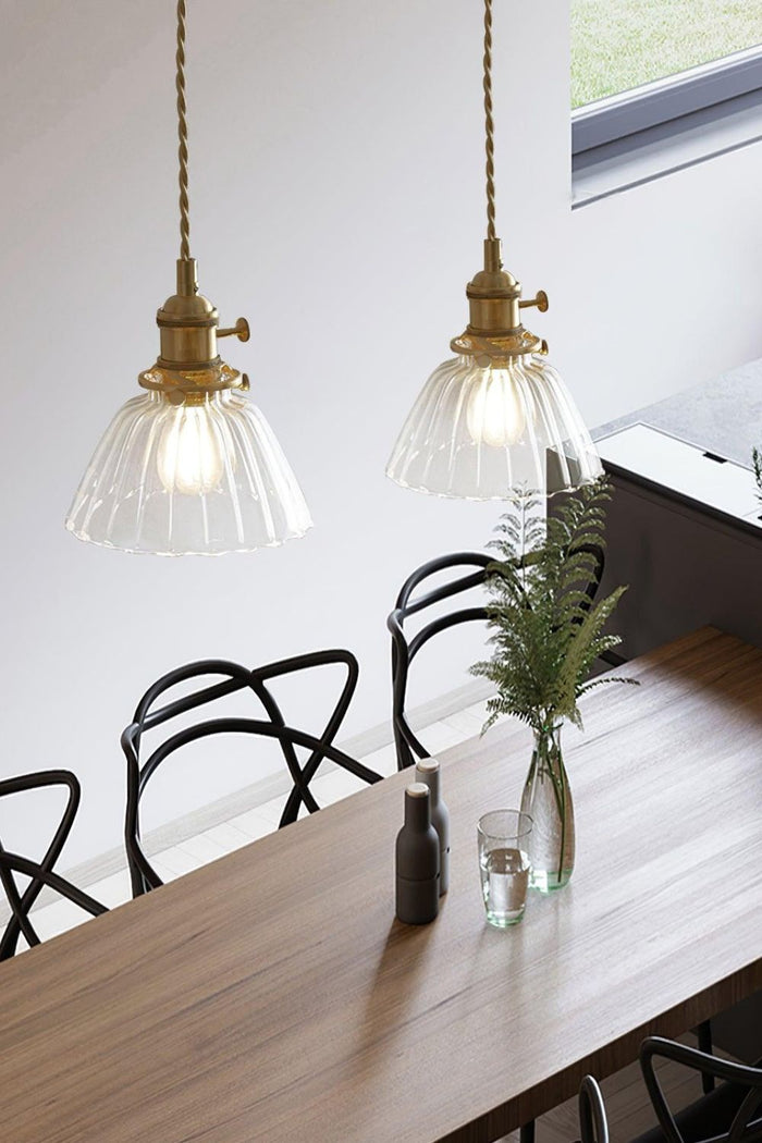 Ledbury Retro Ribbed Glass Pendant Light - view 5 | SamuLighting