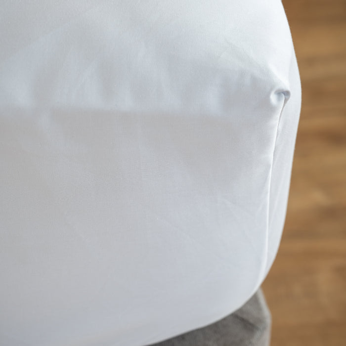 Light Grey 600 Thread Count Egyptian Cotton 40cm Deep Fitted Sheets styled in a bedroom | Soak and Sleep