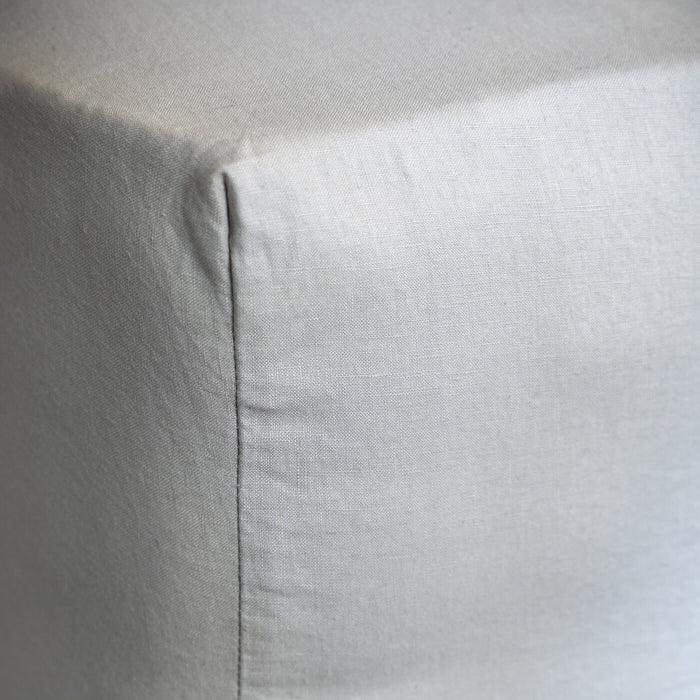 Light Grey French Linen 40cm Deep Fitted Sheets close-up detail | Soak and Sleep