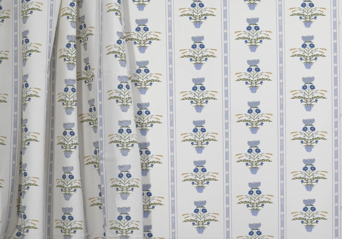 Lotus Garden in Blue Wallpaper