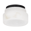 Luxe Bezel Alabaster decorative accent ring with a stepped two-tier profile, natural white alabaster veining and softly translucent stone finish.