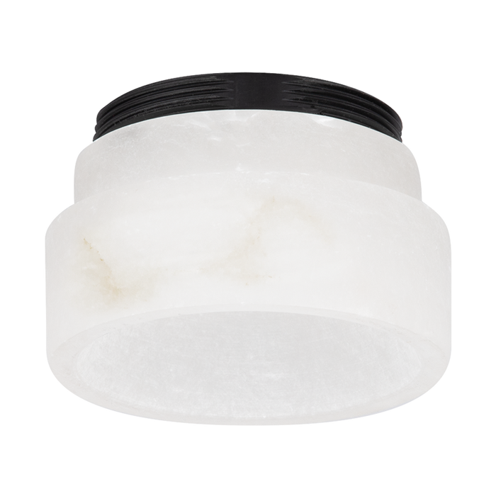 Luxe Bezel Alabaster decorative accent ring with a stepped two-tier profile, natural white alabaster veining and softly translucent stone finish.
