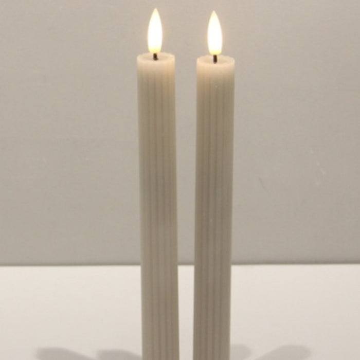Luxe Collection Natural Glow Taupe  Ribbed Taper Candles