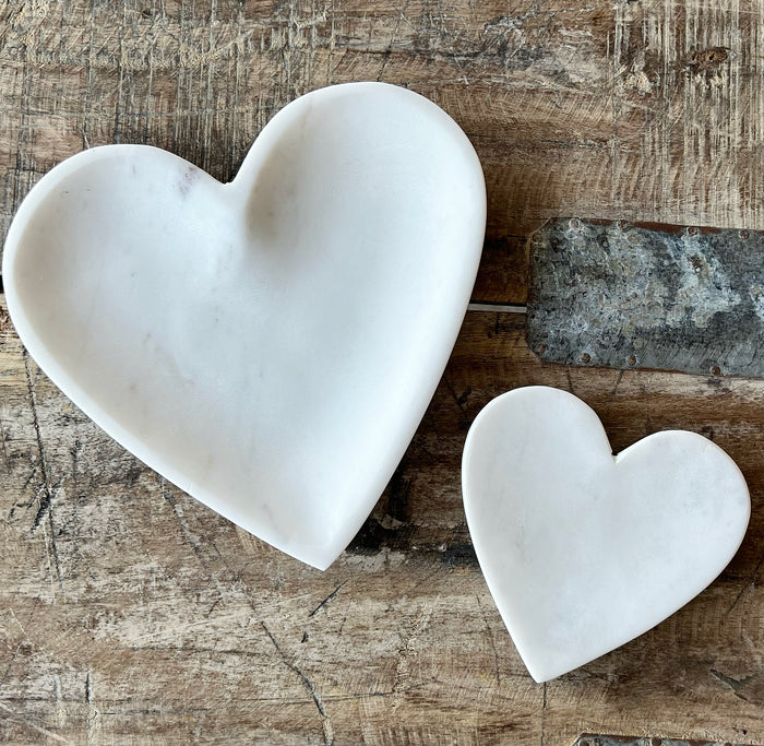 Marble Heart Dish - White