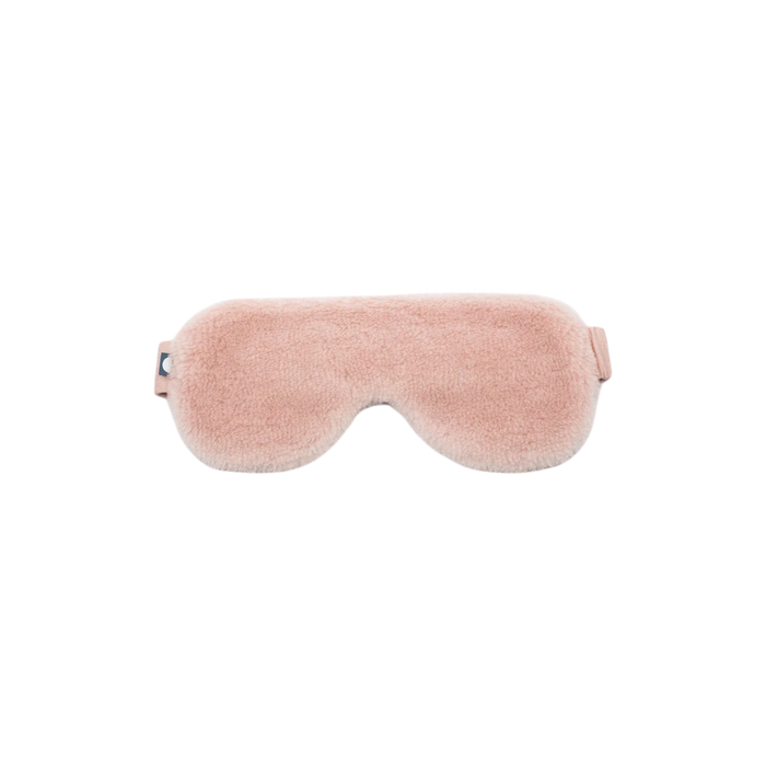 Merino Fleece Sleep Mask in dusty rose with soft merino-blend fleece, contoured eye coverage and an adjustable strap for a comfortable, secure fit.