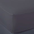 Midnight Grey French Linen 40cm Deep Fitted Sheets styled in a bedroom | Soak and Sleep