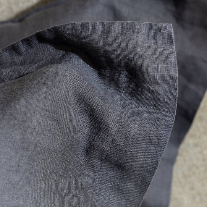 Midnight Grey French Linen 40cm Deep Fitted Sheets close-up detail 1 | Soak and Sleep