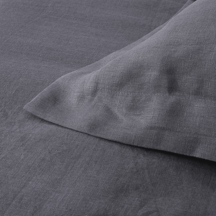 Midnight Grey French Linen 40cm Deep Fitted Sheets close-up detail 2 | Soak and Sleep