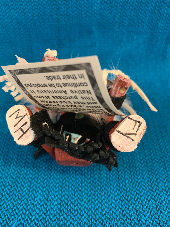 Miniature Sitting Mud Head Kachina; Approx 3” tall; Navajo Artist Fran Yazzie