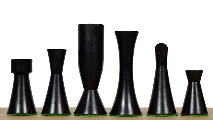 Minimalist Midnight Contemporary Chess Pieces Ebonized Boxwood 3.4"- King