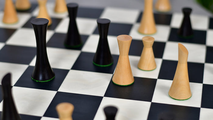 Minimalist Midnight Contemporary Chess Pieces Ebonized Boxwood 3.4"- King