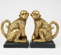 Monkey Bookends Pair Gold S/2