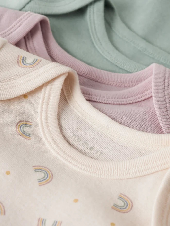 Name It - Long Sleeve Bodysuit Set - Rainbows (3 Pcs) - Mabel & Fox