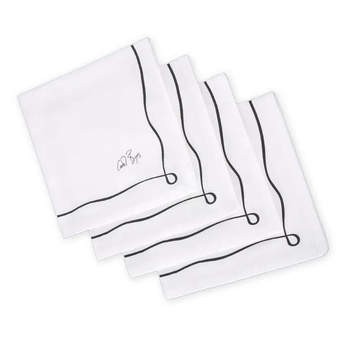 NAPKIN SET OF 4 - well framed - white