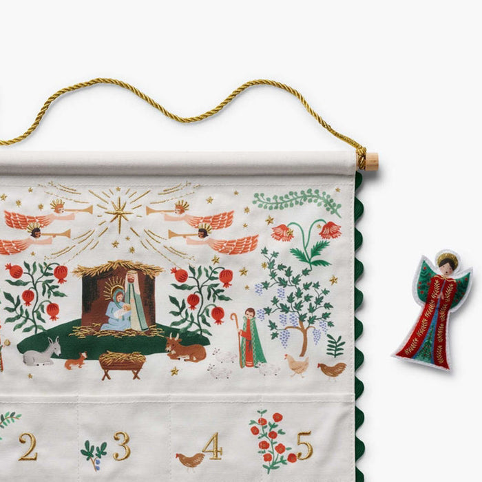 Nativity Embroidered Hanging Advent Calendar