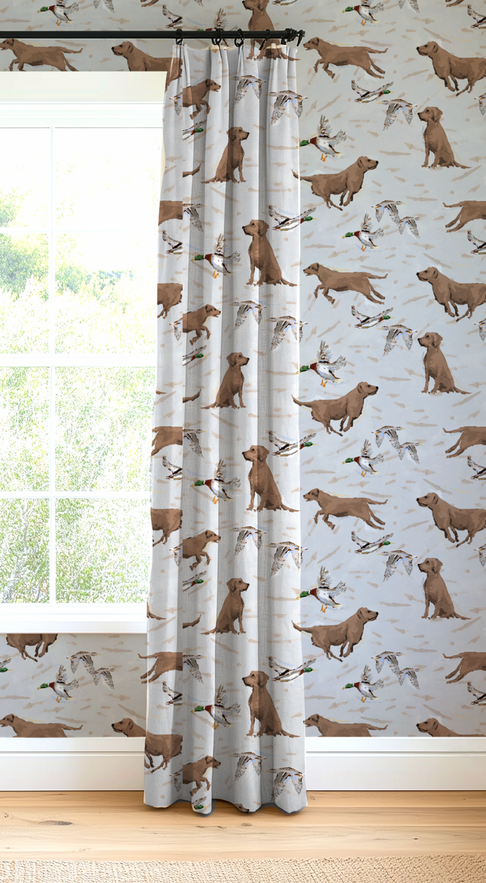 Nicholas & Chocolate Banks in Grey Blue Wallpaper