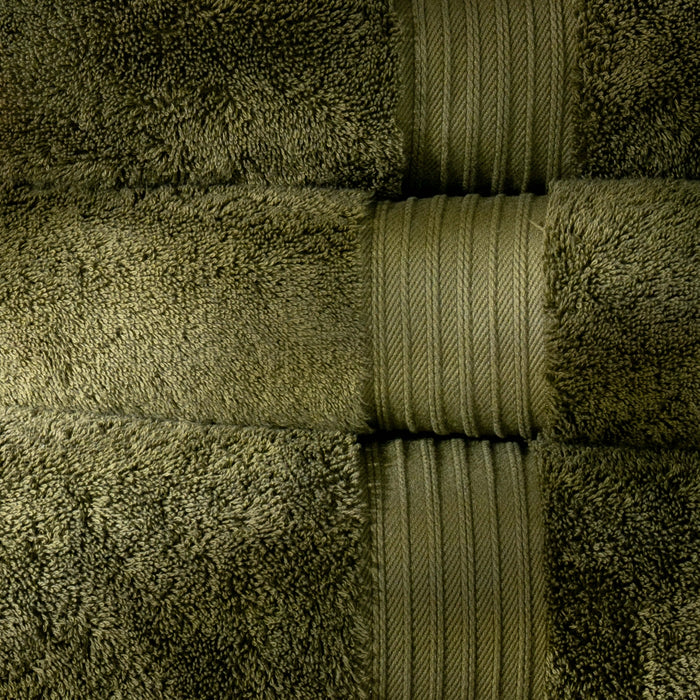 Olive Green Egyptian Cotton Hand Towels bedroom detail 2 | Soak and Sleep