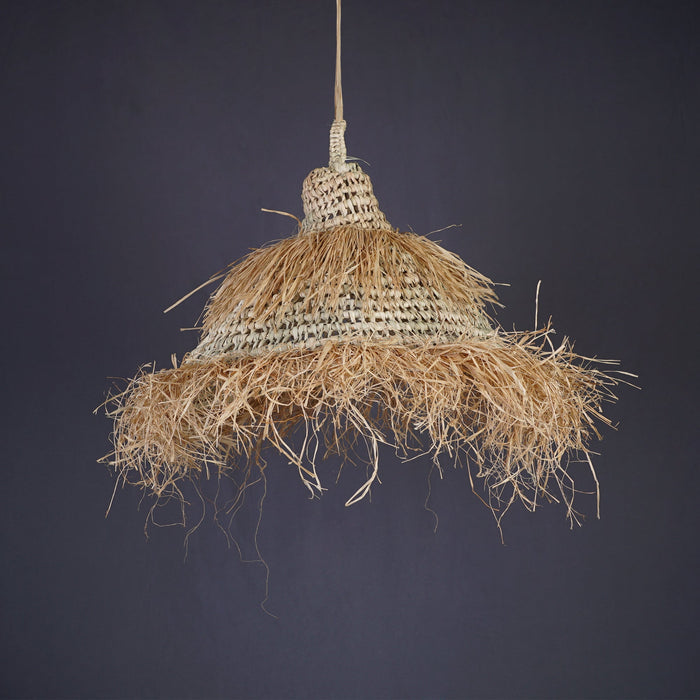 Palm and raffia pendant light Rattan ceiling light Natural lighting - Africancreates